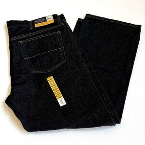 NWT Faded Glory Men's Black Wash Relaxed Straight Leg Cotton Jeans Size 40x30